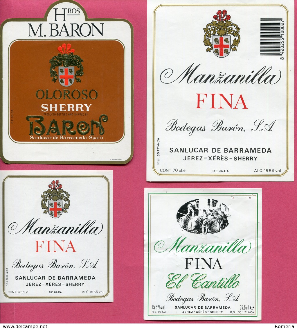1616 - Espagne - Andalousie - Lot 56 étiquettes Bodegas Barón - Sanlucar De Barrameda - Andere & Zonder Classificatie