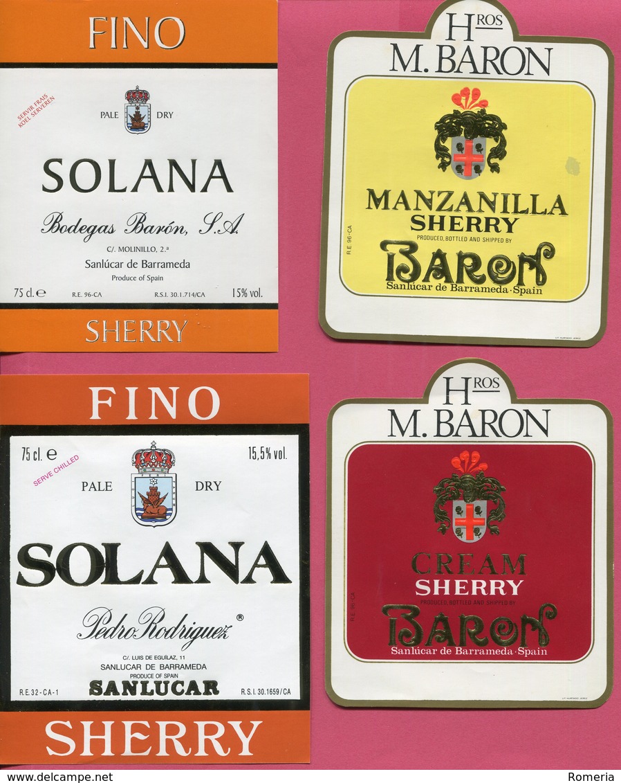 1616 - Espagne - Andalousie - Lot 56 étiquettes Bodegas Barón - Sanlucar De Barrameda - Other & Unclassified