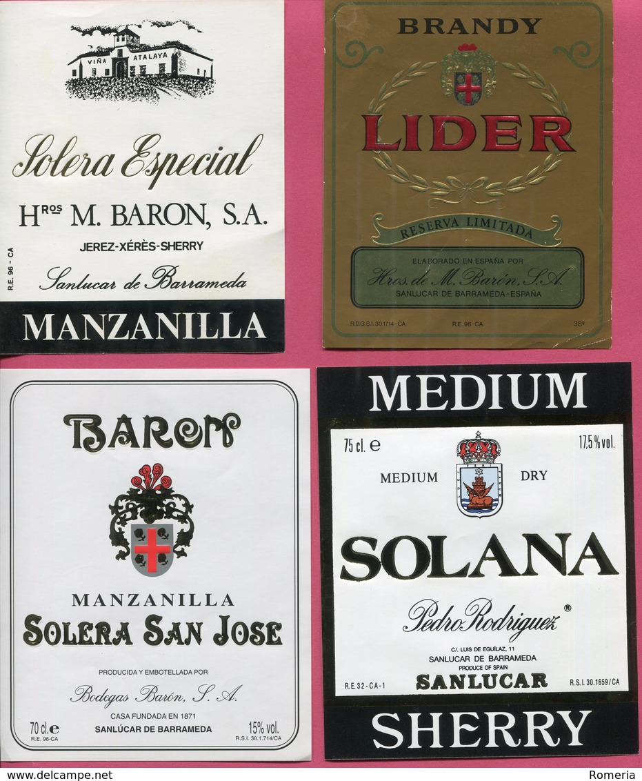 1616 - Espagne - Andalousie - Lot 56 étiquettes Bodegas Barón - Sanlucar De Barrameda - Other & Unclassified