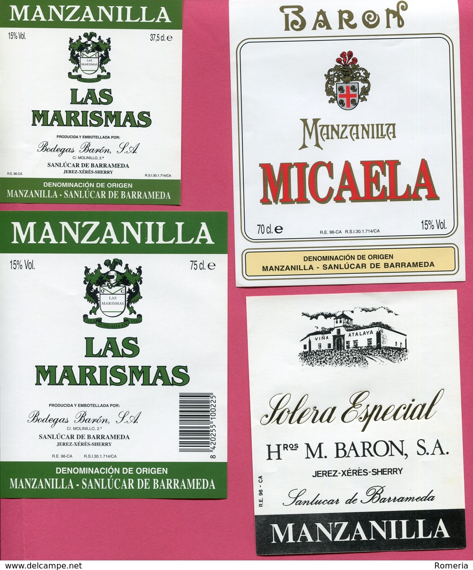 1616 - Espagne - Andalousie - Lot 56 étiquettes Bodegas Barón - Sanlucar De Barrameda - Autres & Non Classés