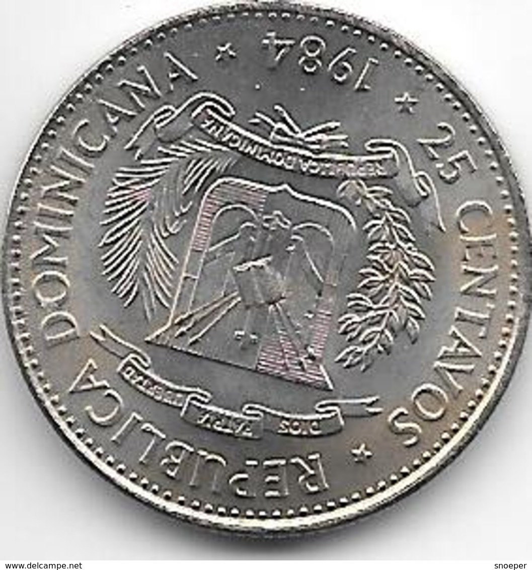 *dominican Republic 25 Centavo 1984  Km 61.1  Unc - Dominicana