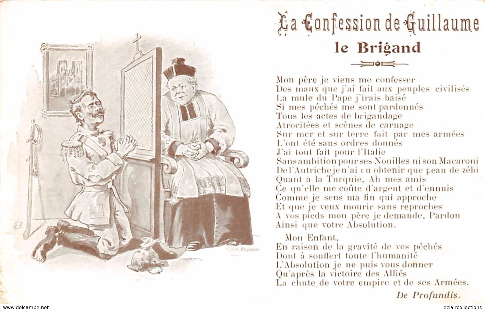 Thème    Politique.  Satyrique  .   Confession De Guillaume II     (voir Scan) - Satirische