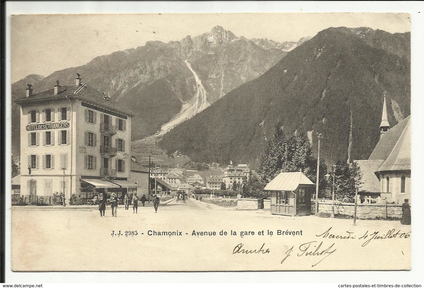 * CHAMONIX  , Avenue De La Gare Et Le Brévent , 1906 , CPA ANIMEE - Chamonix-Mont-Blanc