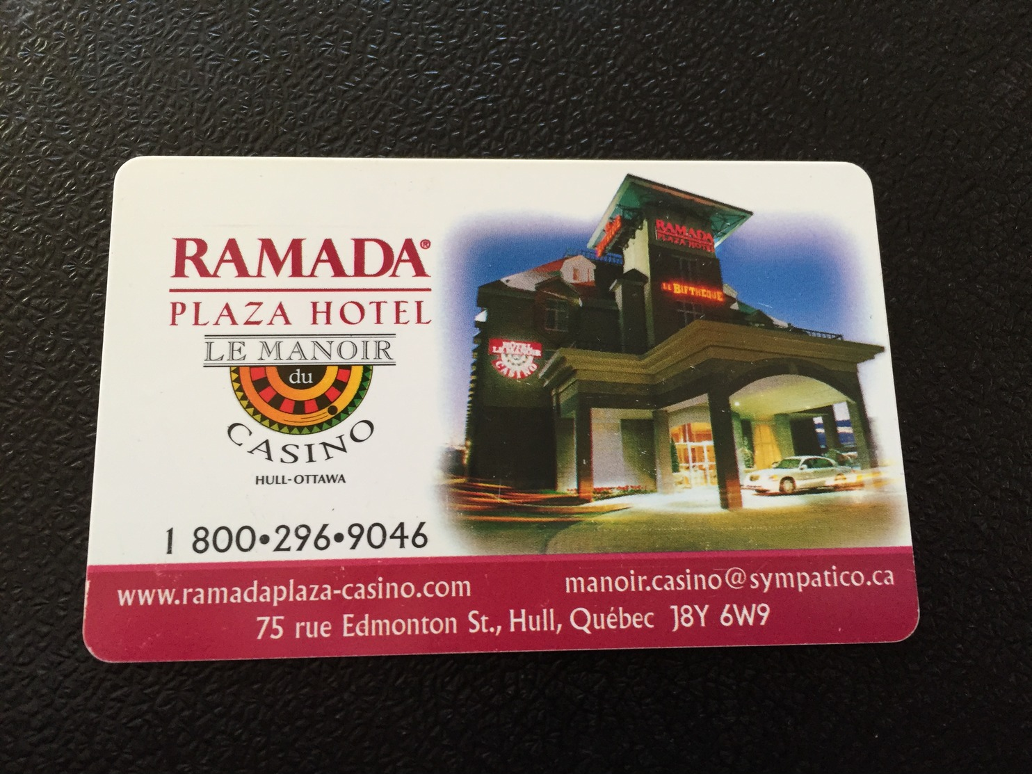 Hotelkarte Room Key Keycard Clef De Hotel Tarjeta Hotel   RAMADA PLAZA LE MANOIR CASINO HULL OTTAWA - Ohne Zuordnung