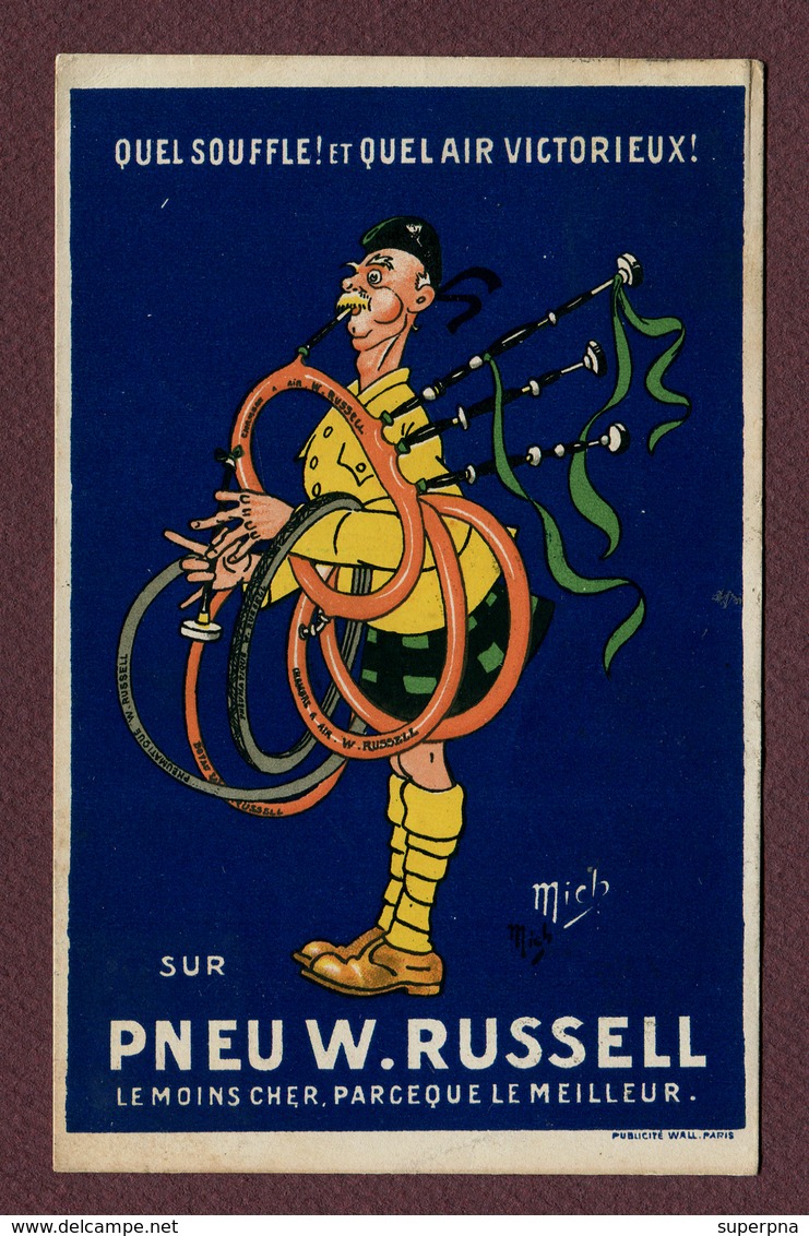 MICH  : " PNEU W. RUSSEL "  1925  CYCLISME - Pubblicitari