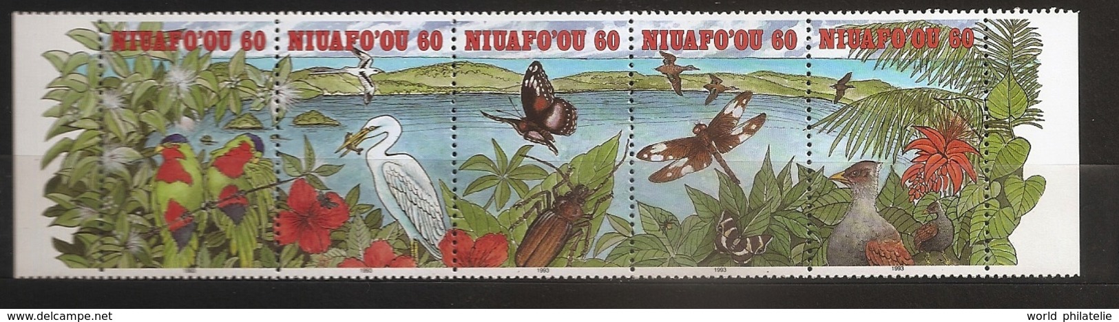 Tonga Niuafo'ou 1993 N° 193 / 7 ** Perroquet, Héron, Phaeton, Poisson, Papillon, Araignée, Libellule, Canard, Mégapode - Tonga (1970-...)
