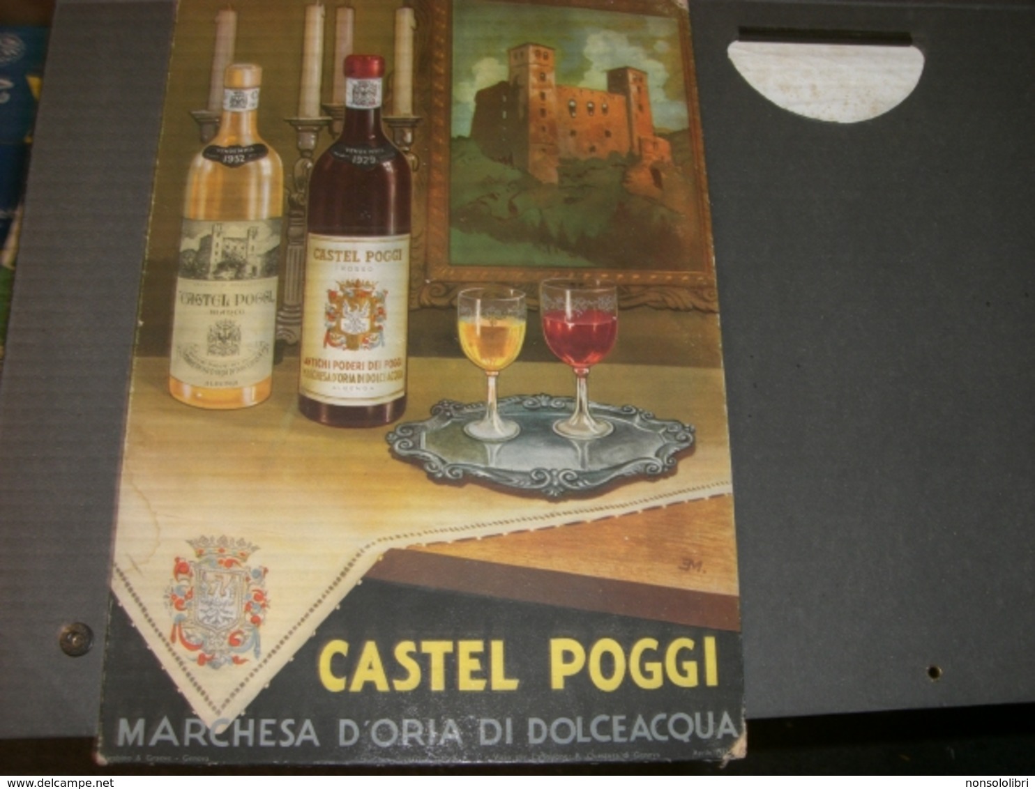 CARTELLO PUBBLICITARIO ILLUSTRATO CASTEL POGGI MARCHESA D'ORIA DI DOLCEACQUA - Insegne