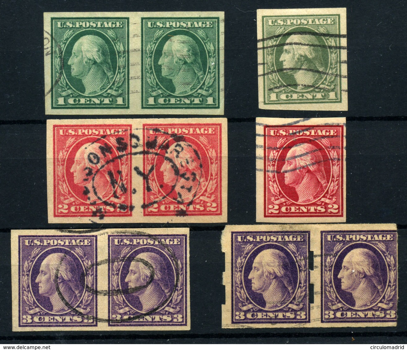 Estados Unidos Nº 199b/201bB. Año 1916/19 - Used Stamps