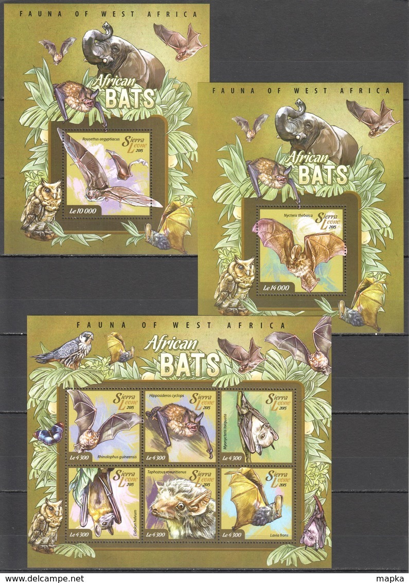 ST574 2015 SIERRA LEONE ANIMALS BATS 1KB+2BL MNH - Bats