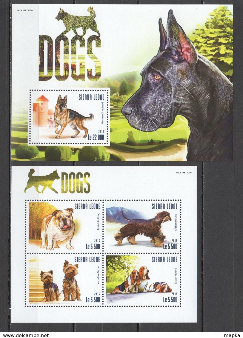 ST629 2015 SIERRA LEONE ANIMALS DOGS 1KB+1BL MNH - Hunde