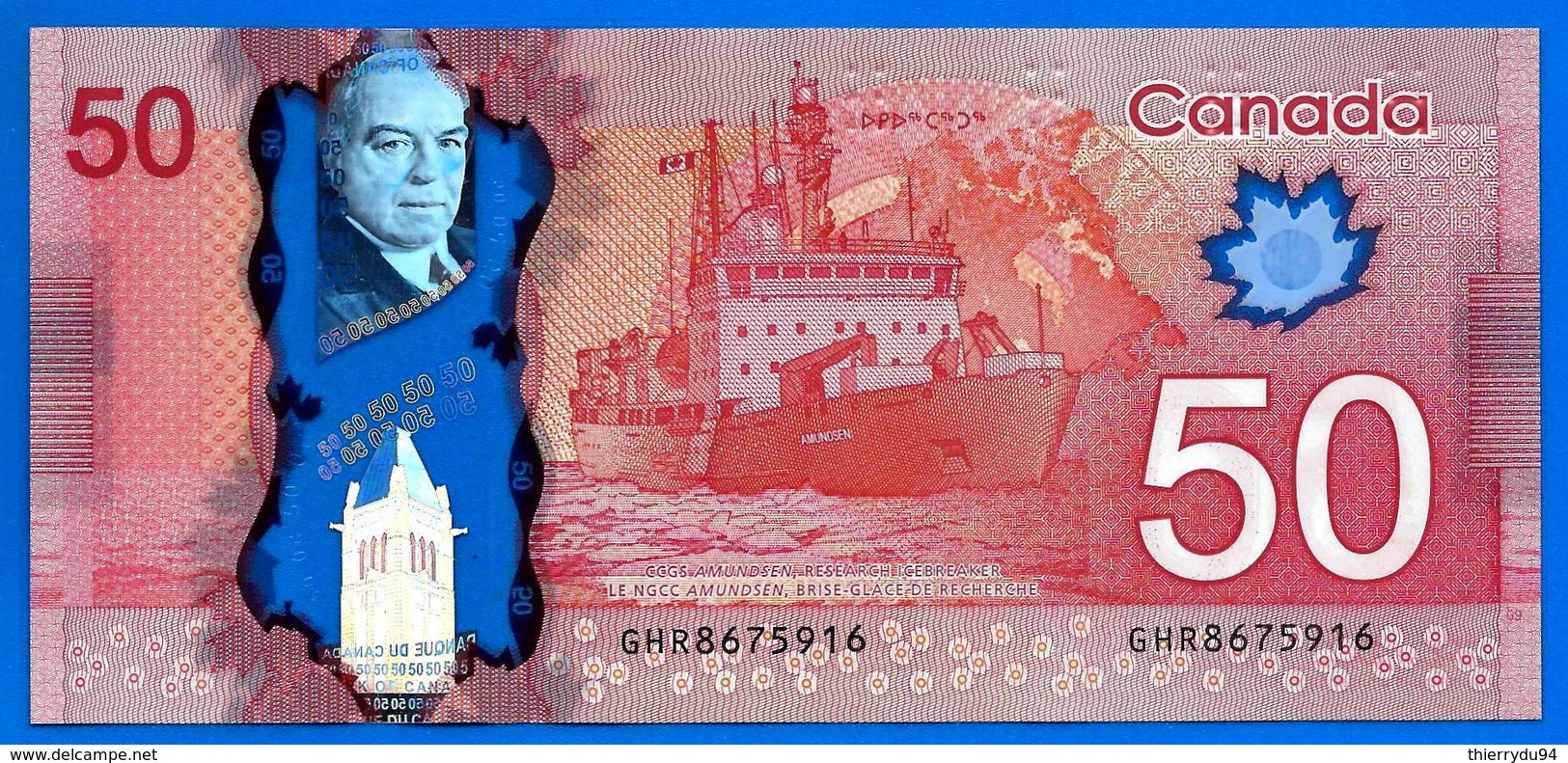 Canada 50 Dollars 2015 Prefixe FWR Polymere Billet Bateau Boat Mackenzie Que Prix + Port - Kanada