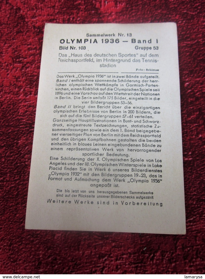 Cigaretten Bilderdienst Olympia 1936 Bilder Band 1 N° 103 Gruppe 53 Chromo Image Cigarettes In Deutschland Olympiagloken - Zigarettenmarken