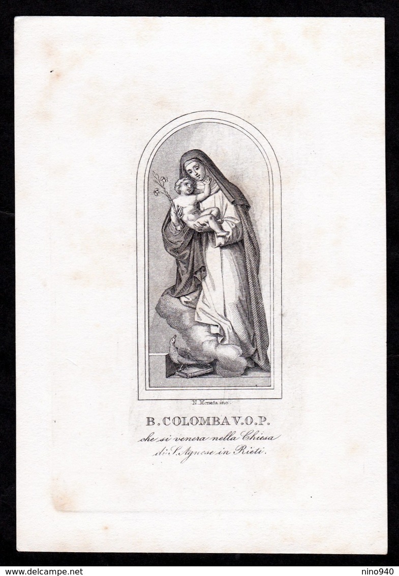 Incisione, Santino: B. COLOMBA V.O.P. - Rieti - RB - XIX Sec.- M. Moneta Inc. - - RI-INC031 - Religion &  Esoterik