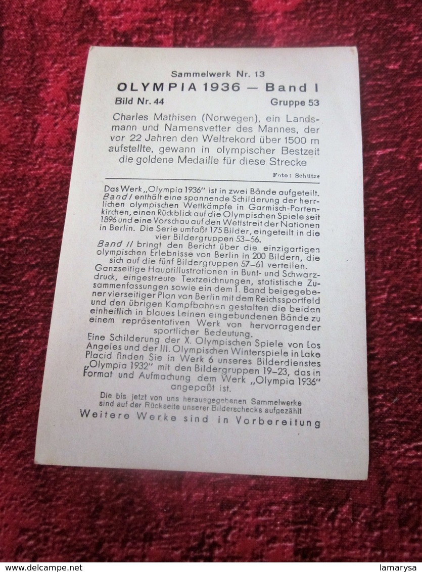 Cigaretten Bilderdienst Olympia 1936 Bilder Band 1 N° 44  Gruppe 53 Chromo Image Cigarettes In Deutschland Olympiagloken - Other Brands