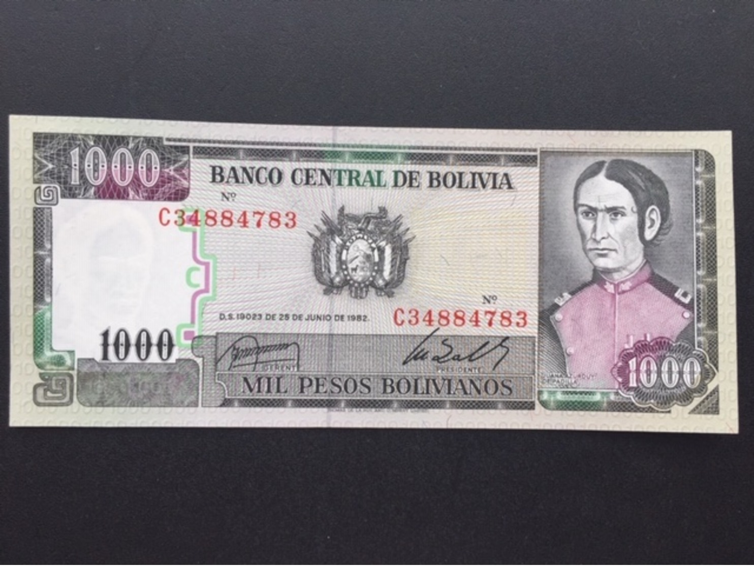 BOLIVIA P167 1000 PESOS 25.6.1982 UNC - Bolivia