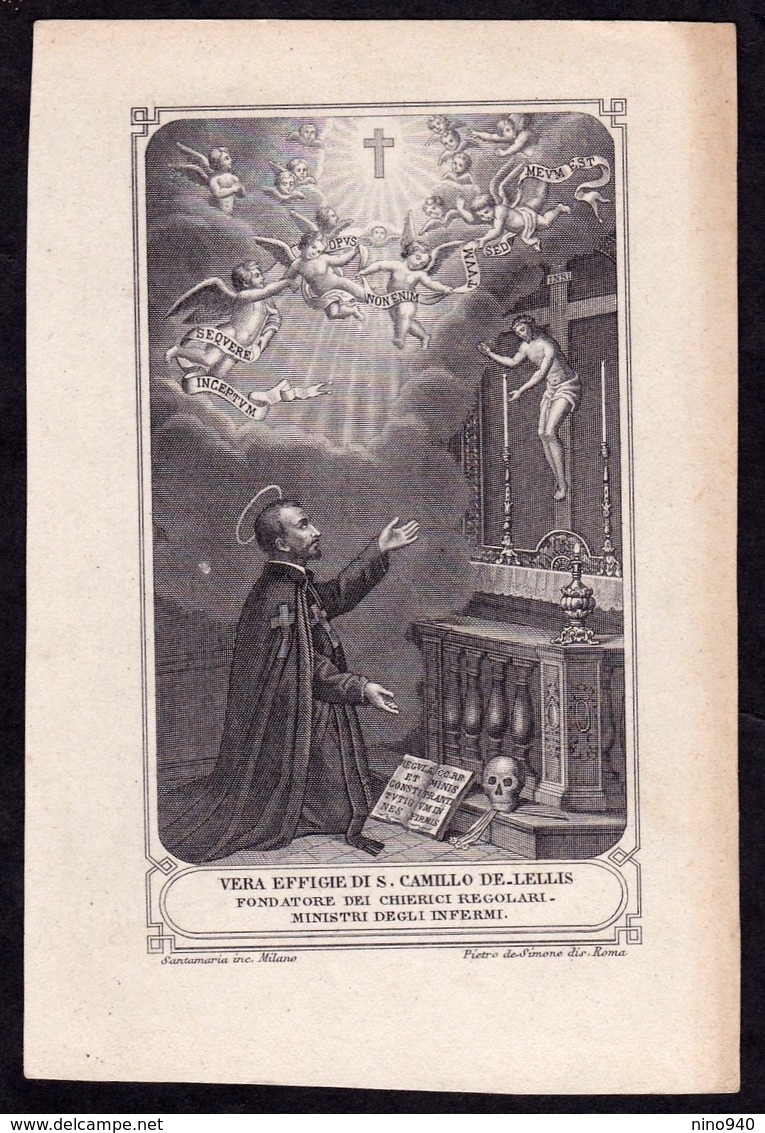 Incisione, Santino: S. CAMILLO DE LELLIS - XIX Sec. - RB - Mm.: 85 X 127 - Santamaria Inc. - RI-INC019 - Religion &  Esoterik