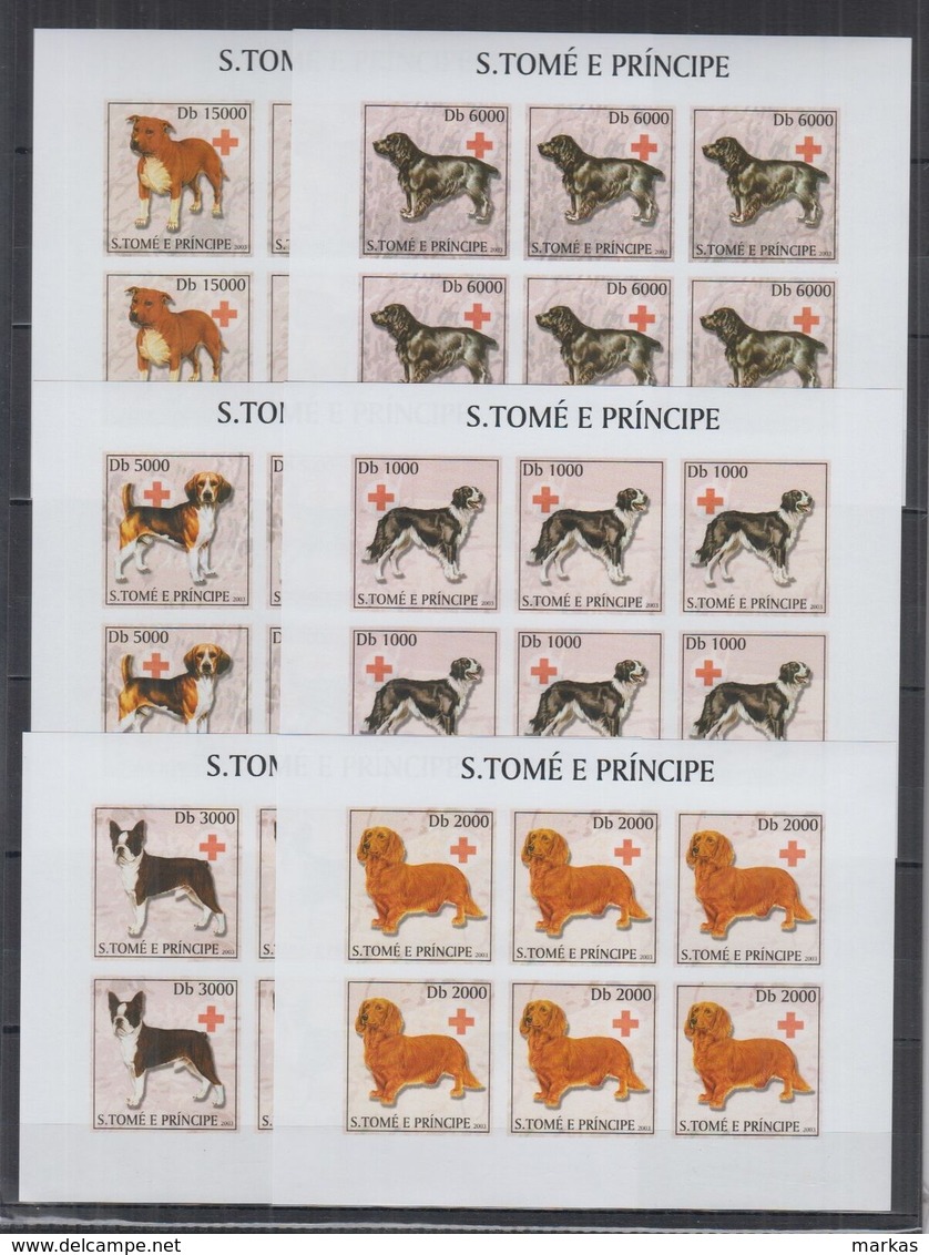 O951. 6x S.Tome E Principe - MNH - 2003 - Home Pets - Dogs - Imperf - Full Sheet - Sonstige & Ohne Zuordnung