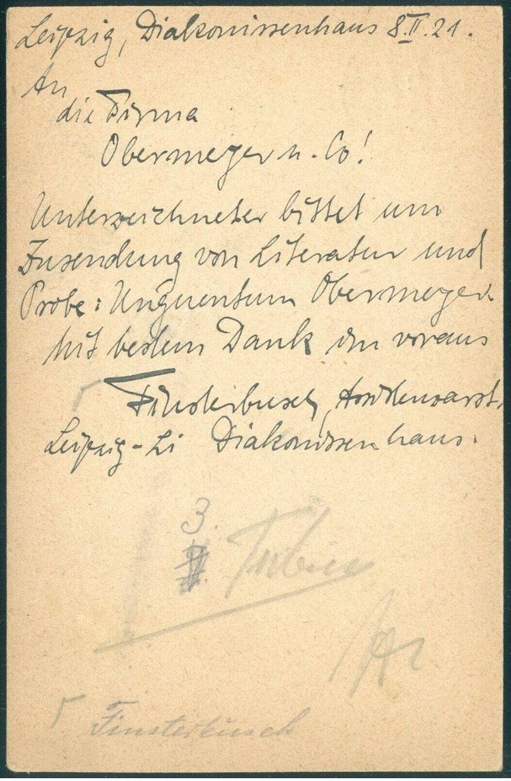 Germany Leipzig Lindenau 1921 Postal Card To Hanau - Lettres & Documents