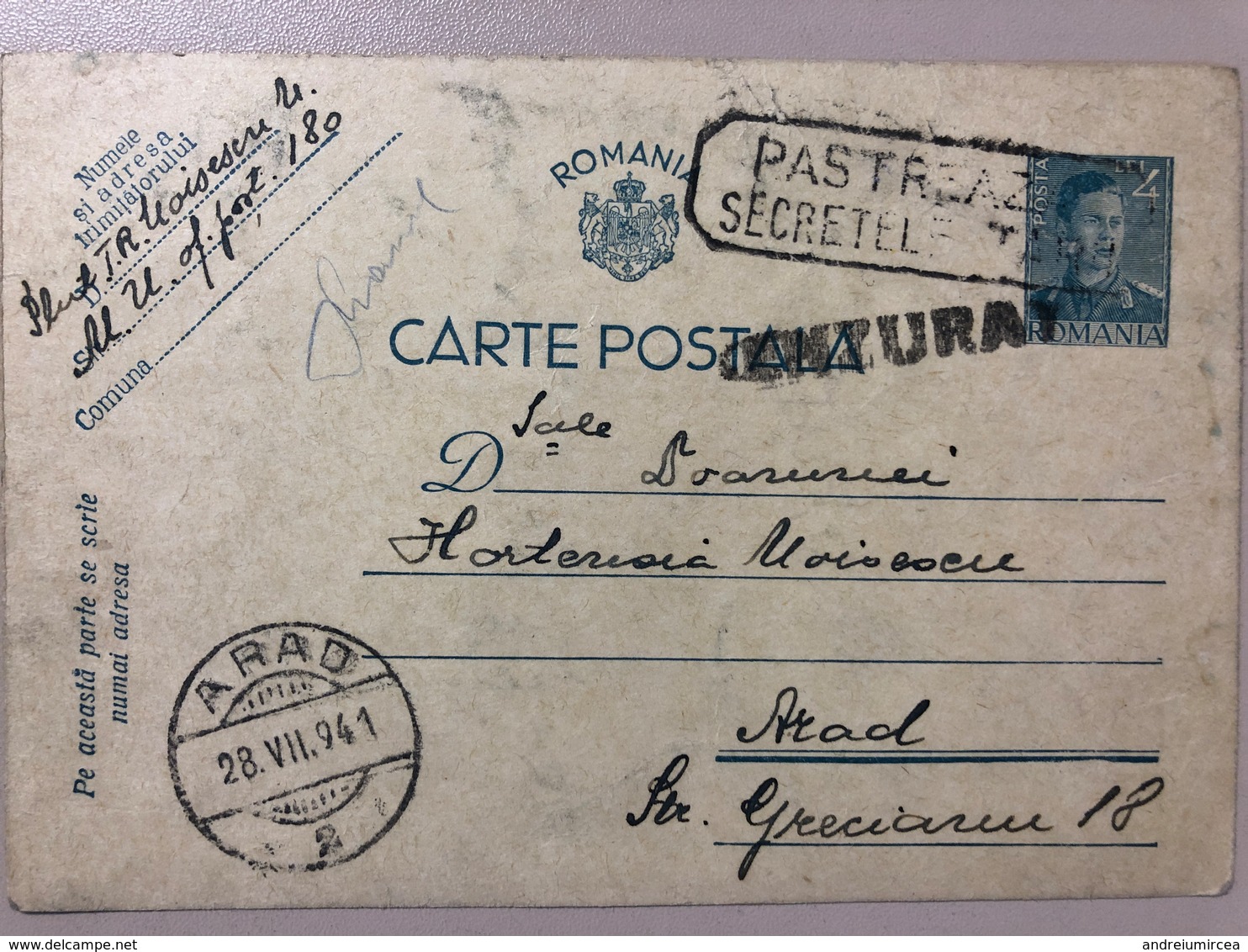 România 1941 PĂSTRAȚI SECRETELE ȚĂRII  CENZURAT - 2de Wereldoorlog (Brieven)