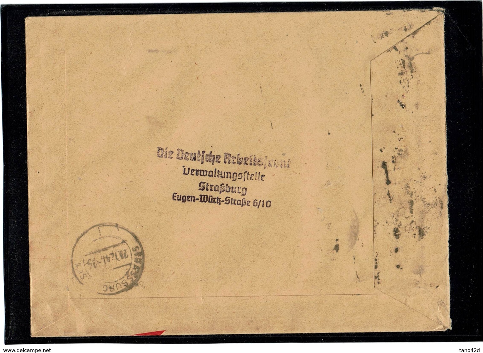 LCTN59/ALS/5 - ALSACE LETTRE RECOMMANDEE STRASBOURG POUR VILLE 23/12/1941 - Other & Unclassified