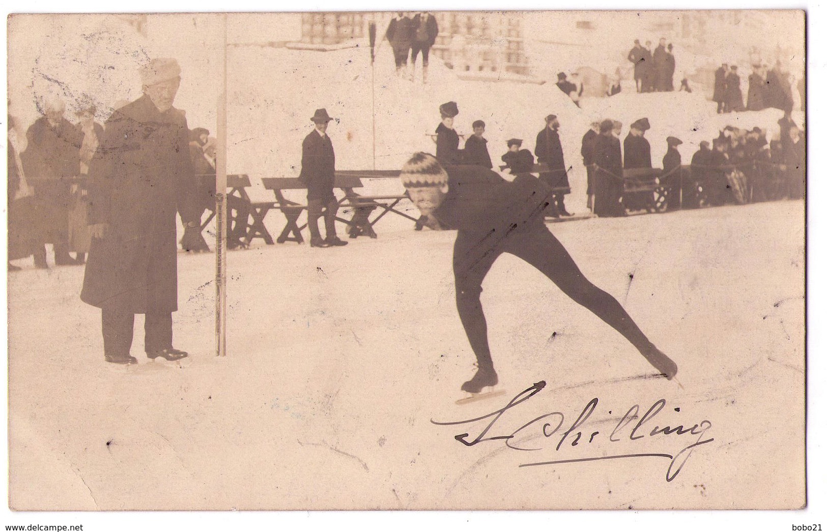 6318 - Carte Photographique Sans Titre - Davos ( Grisons ) Suisse - Arrivée D'une Course De Patinage De Vitesse - - Davos