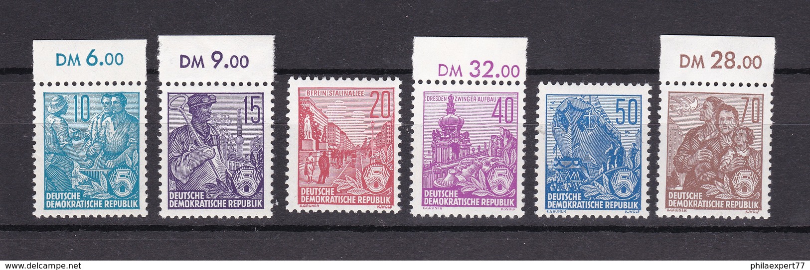 DDR - 1955 - Michel Nr. 453/458 - Postfrisch - 40 Euro - Ungebraucht