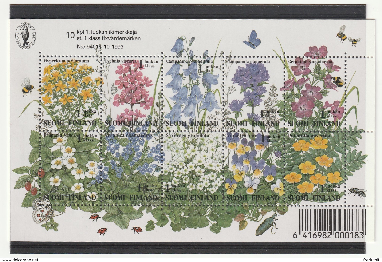 FINLANDE - BLOC N°13 ** (1994) Fleurs - Blocs-feuillets