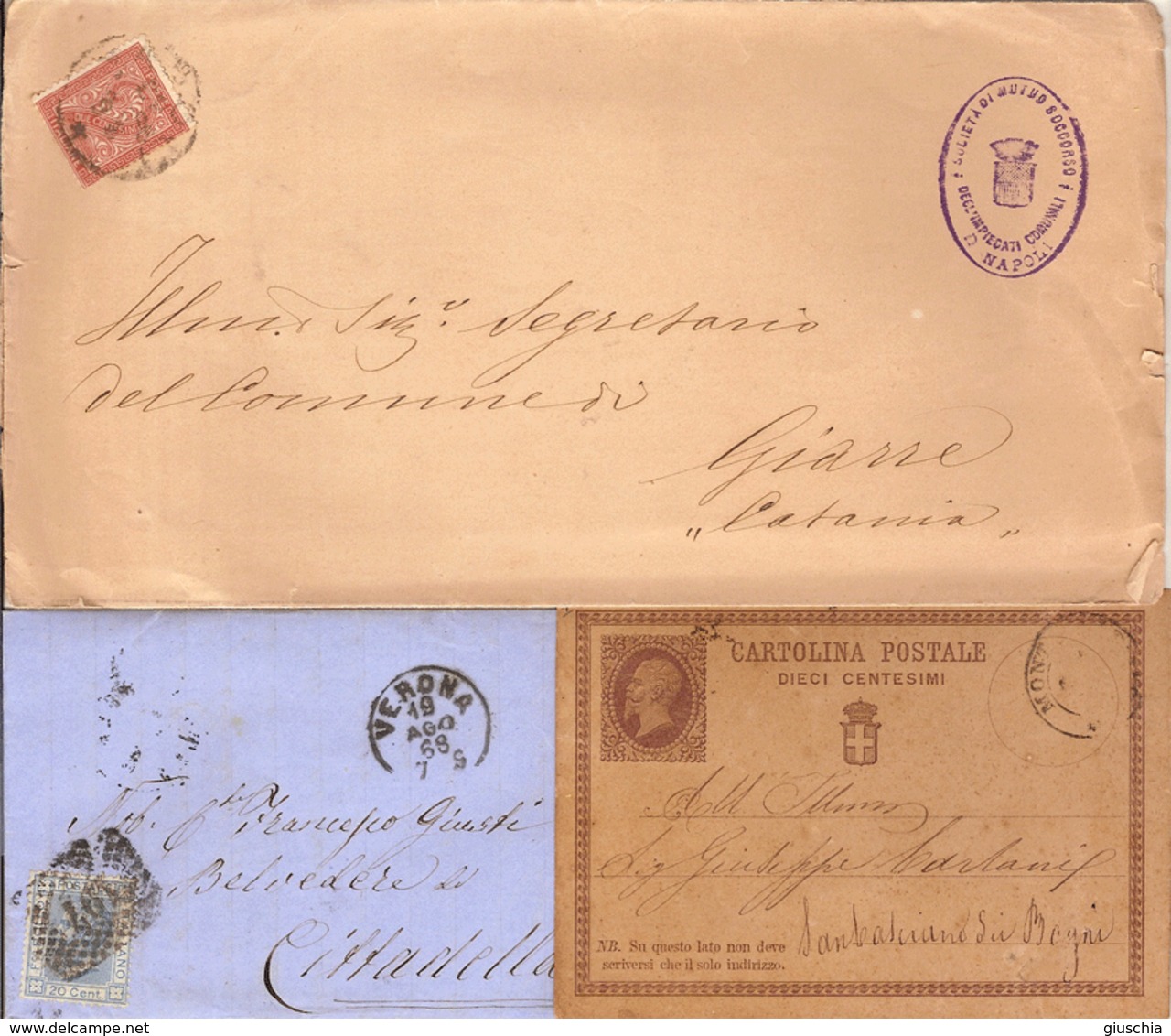 (St.Post.).Regno.V.E.II.Lotto 2 Lettere Ed Un Intero Postale (70-19) - Storia Postale