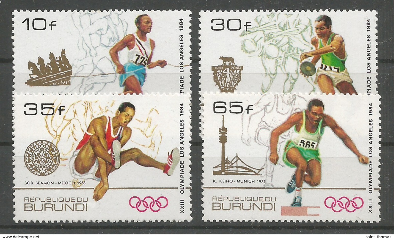 Burundi - COB 932/35 Série Complète - MNH / ** 1985 COB: 30,00€ Olympics Jeux Olympiques Los Angeles 1984 - Neufs