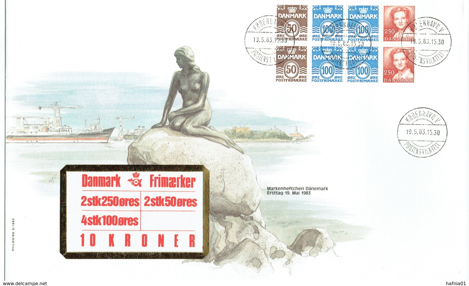 Denmark 1983. Special Cover(big Size): The Little Mermaid With Michel H-Blatt 20. - Maximumkaarten