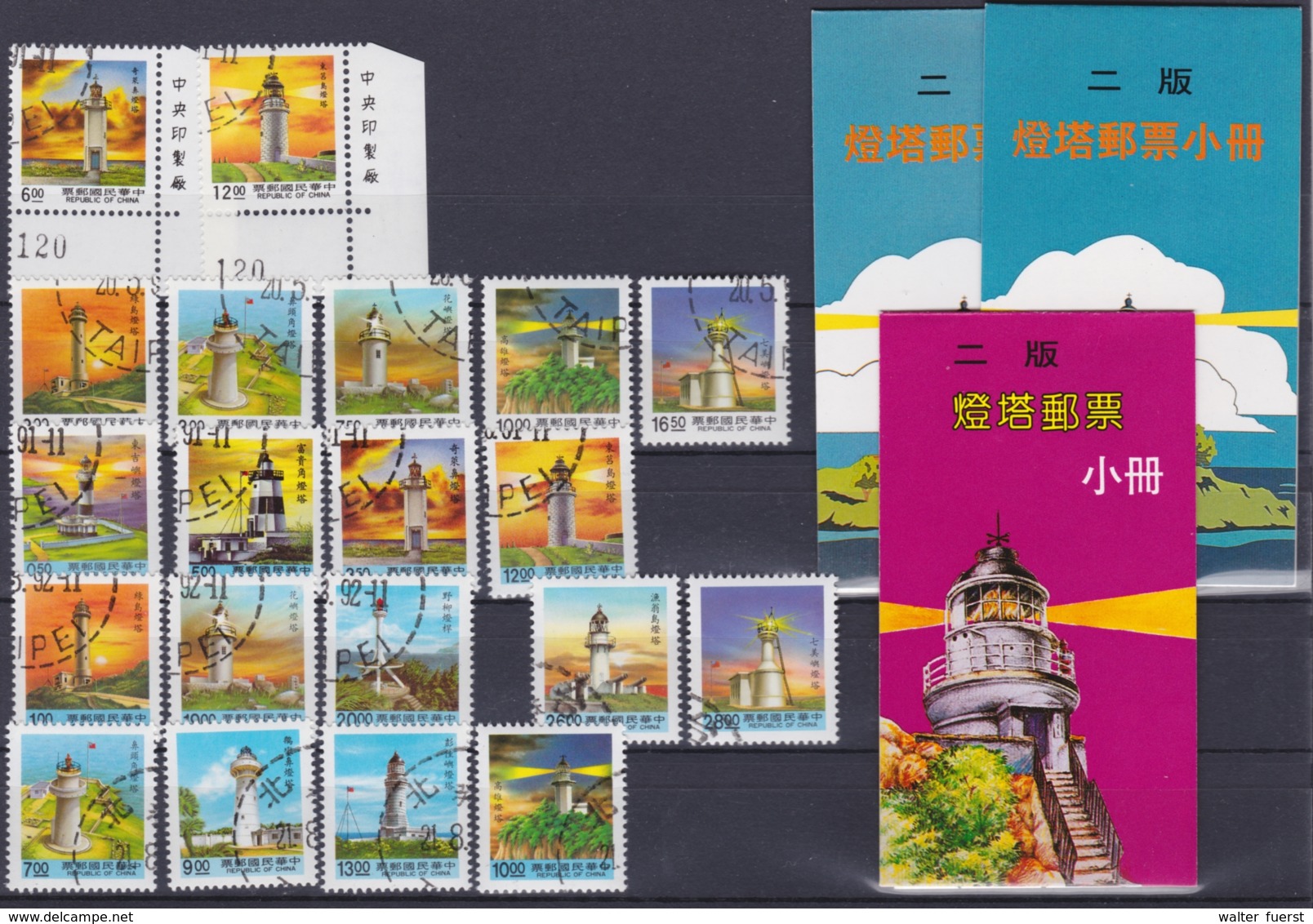 TAIWAN 1991-1992, "Light Houses", 6 Series + 2 Booklets 1991, 1 Booklet 1992, All FD-cancellation - Lots & Serien