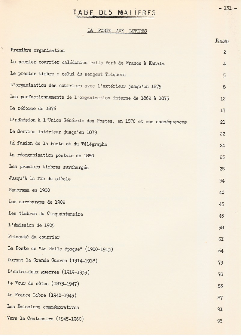 Kling, Georges - Histoire Des Postes En Nouvelle-Calédonie Et Dépendances (1962) - Andere & Zonder Classificatie