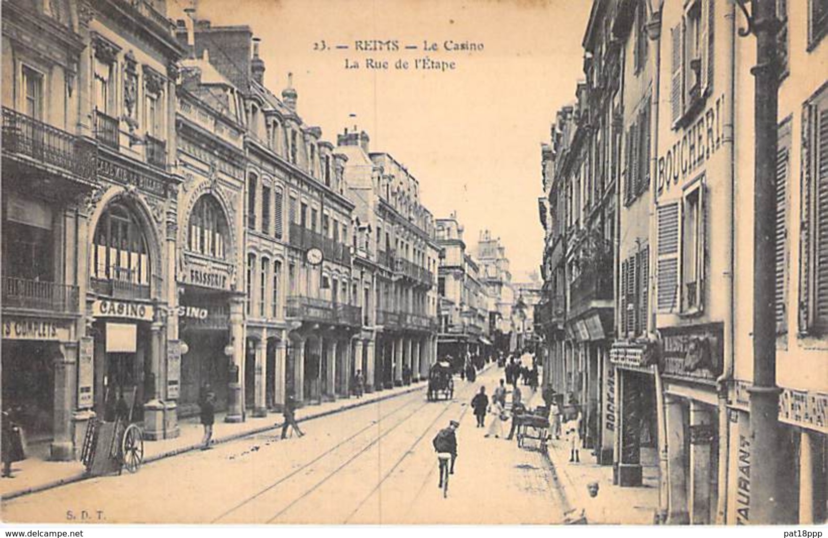 51 - REIMS : La CASINO - La Rue De L'Etape ( Animation - Commerces ) CPA - Marne - Reims