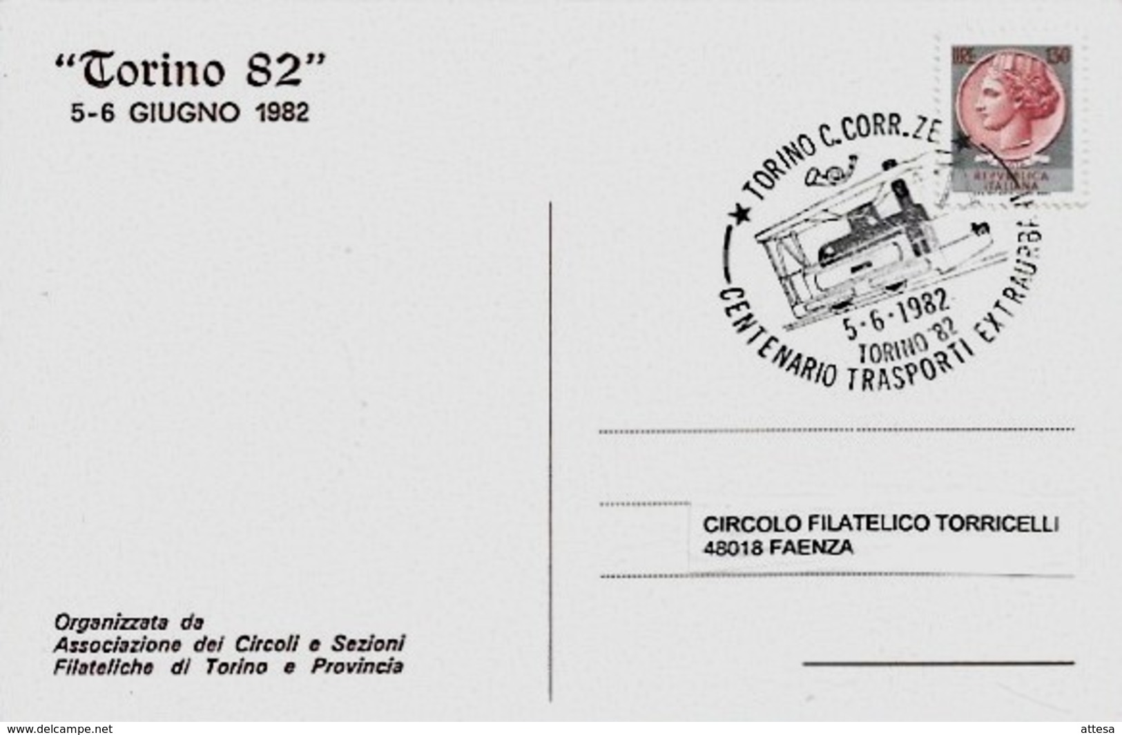 Torino 8-6-1982 CENTENARIO TRASPORTI EXTRAURBANI - Esposizioni Filateliche