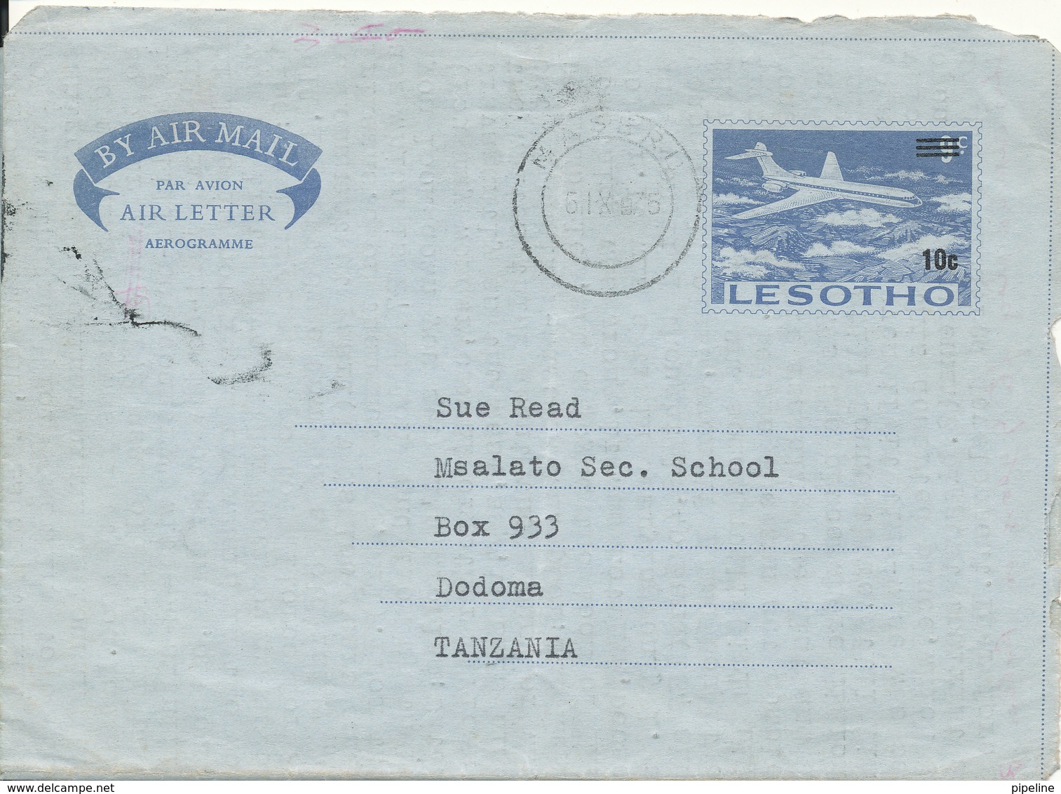 Leshoto Aerogramme Sent To Tanzania 5-9-1975 - Lesotho (1966-...)