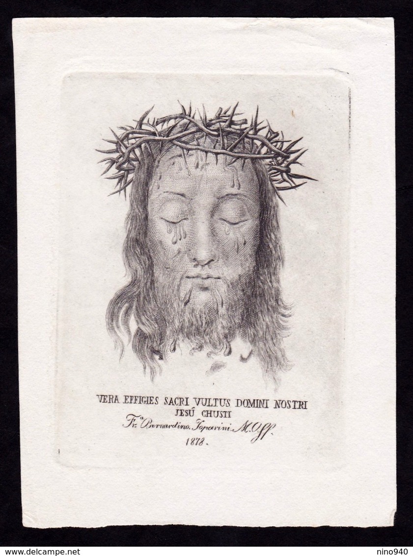 Incisione, Santino: SACRO VOLTO DI N.S. GESU' CRISTO - Anno 1878 - RB - Mm.: 85 X 115 - RI-INC028 - Religion &  Esoterik