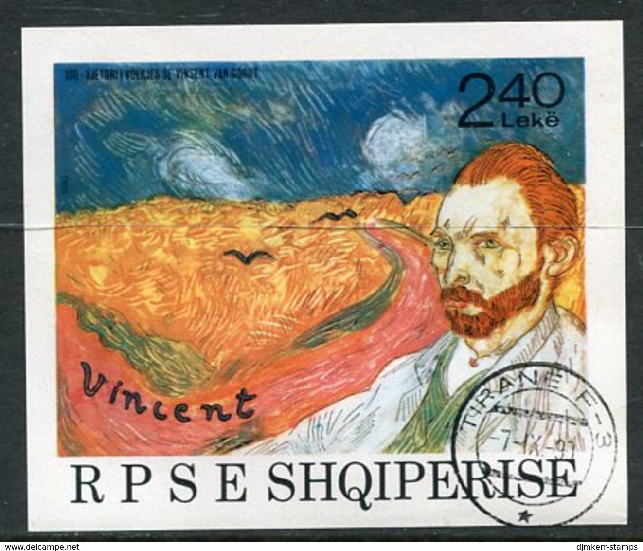 ALBANIA 1990 Van Gogh Centenary Bloc Used .  Michel Block 92 - Albanie