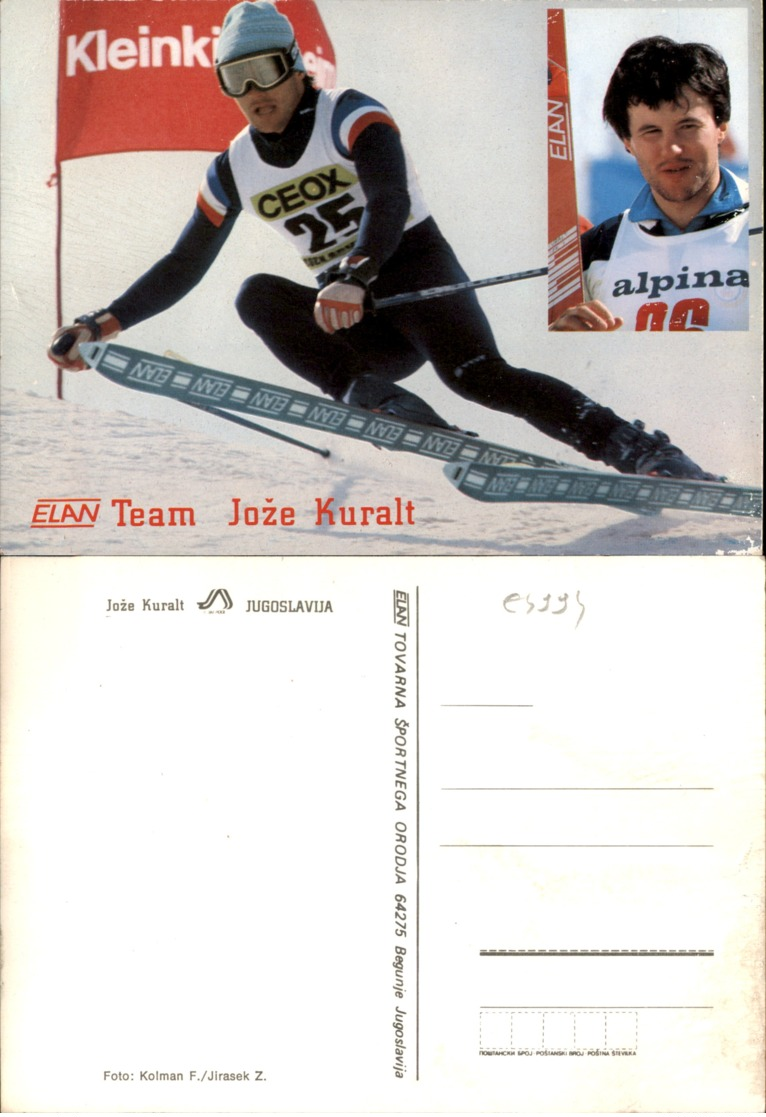 JOZE KURALT SKIING POSTCARD - Wintersport