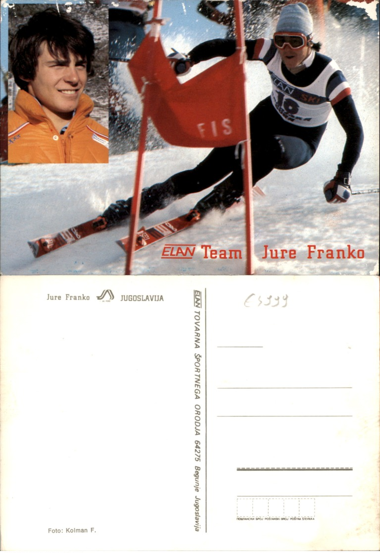 JURE FRANKO SKIING POSTCARD - Wintersport