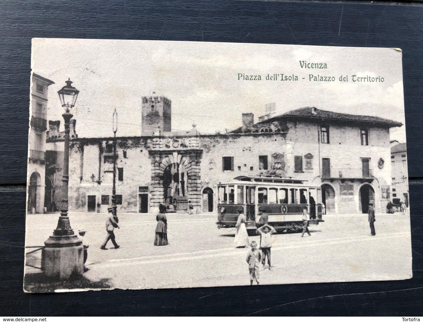 VICENZA PIAZZA DELL'ISOLA  PALAZZO DEL TERRITORIO  1915  TRAM - Vicenza