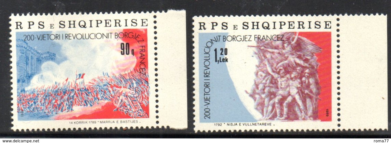 XP4036 - ALBANIA 1989 , Yvert Serie N. 2195/2196  ***  Rivoluzione Francese - Albania