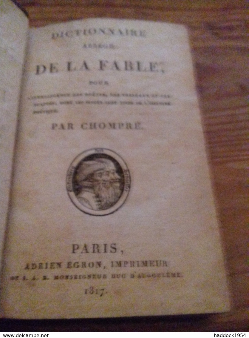 Dictionnaire Abrégé De La Fable CHOMPRE Adrien Egron 1817 - Dictionaries