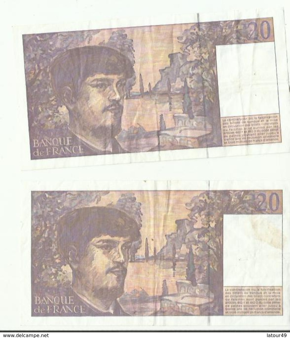 2 Billets De VINGT FRANCS 1997 BON ETAT - 20 F 1980-1997 ''Debussy''