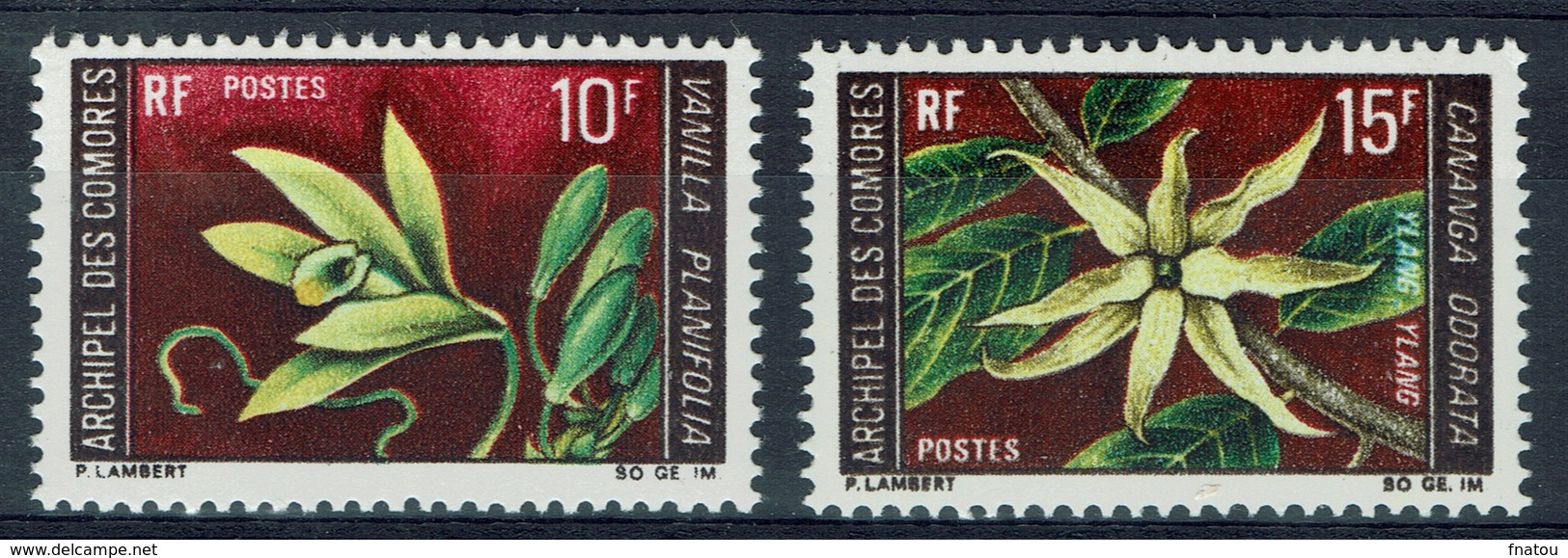 French Comoro Islands, Flowers, 1969, MNH VF, A Pair - Unused Stamps