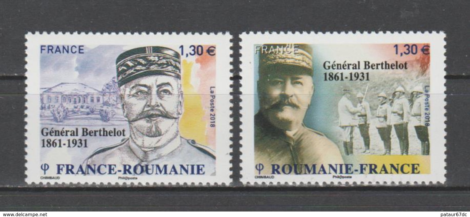 FRANCE / 2018 / Y&T N° 5288/5289 ** : Roumanie-France (2 TP Général Berthelot) X 1 - Nuovi