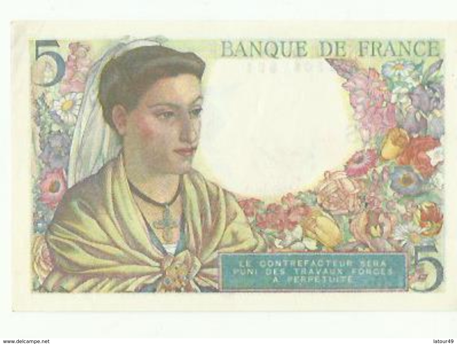 BILLET DE CINQ FRANCS  F 5  .4. 1945 TRES BON ETAT - 5 F 1943-1947 ''Berger''