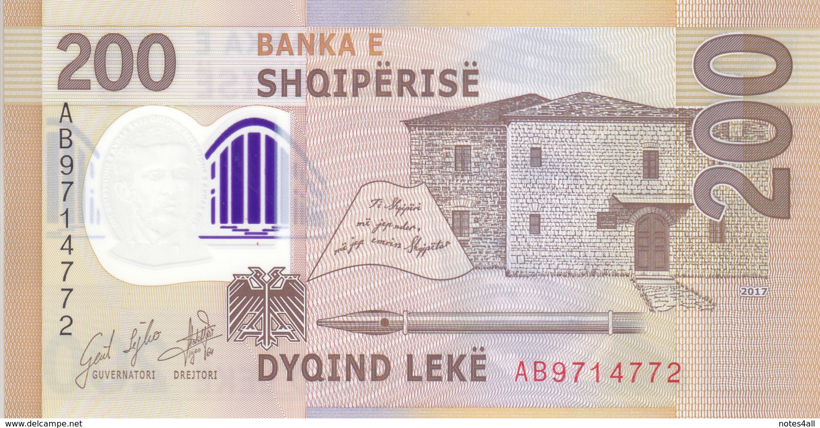 ALBANIA SHQIPTAR 200 LEK LEKE 2019 P-NEW UNC POLYMER NOTES */* - Albanien