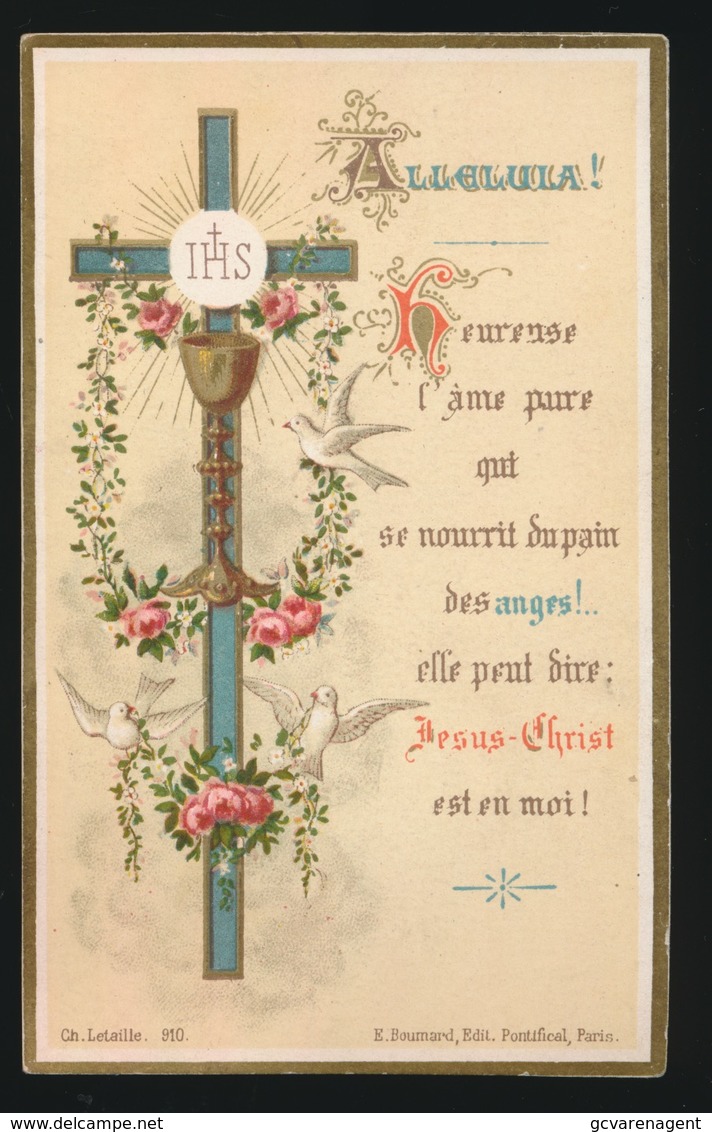 PLECHTIGE EERSTE COMMUNIE  DE VALENTINE DEN DUYTS  ST.MICHEL A GAND 1884   2 SCANS - Images Religieuses