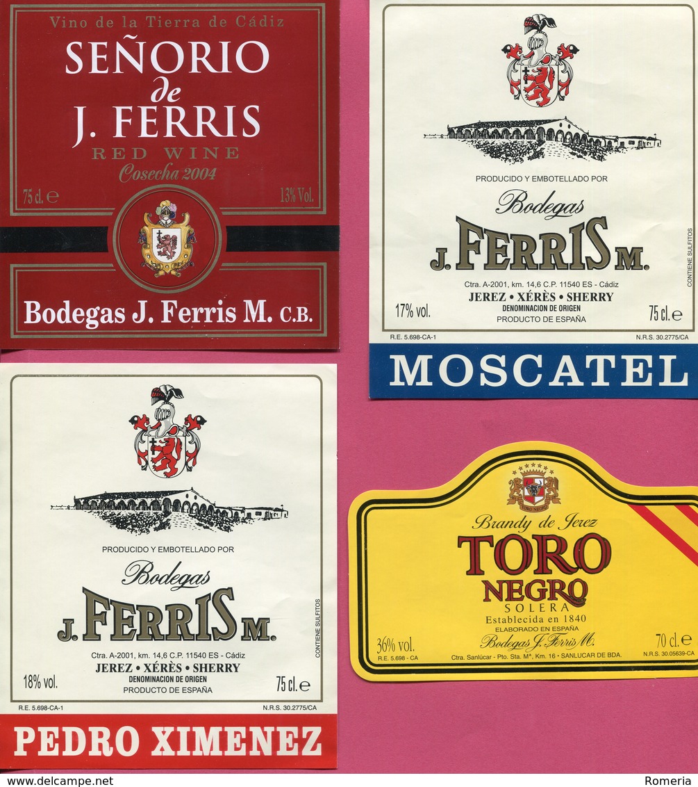 1618 - Espagne - Andalousie - Lot 42 étiquettes Bodegas J. Ferris - Sanlucar De Barrameda - Sonstige & Ohne Zuordnung