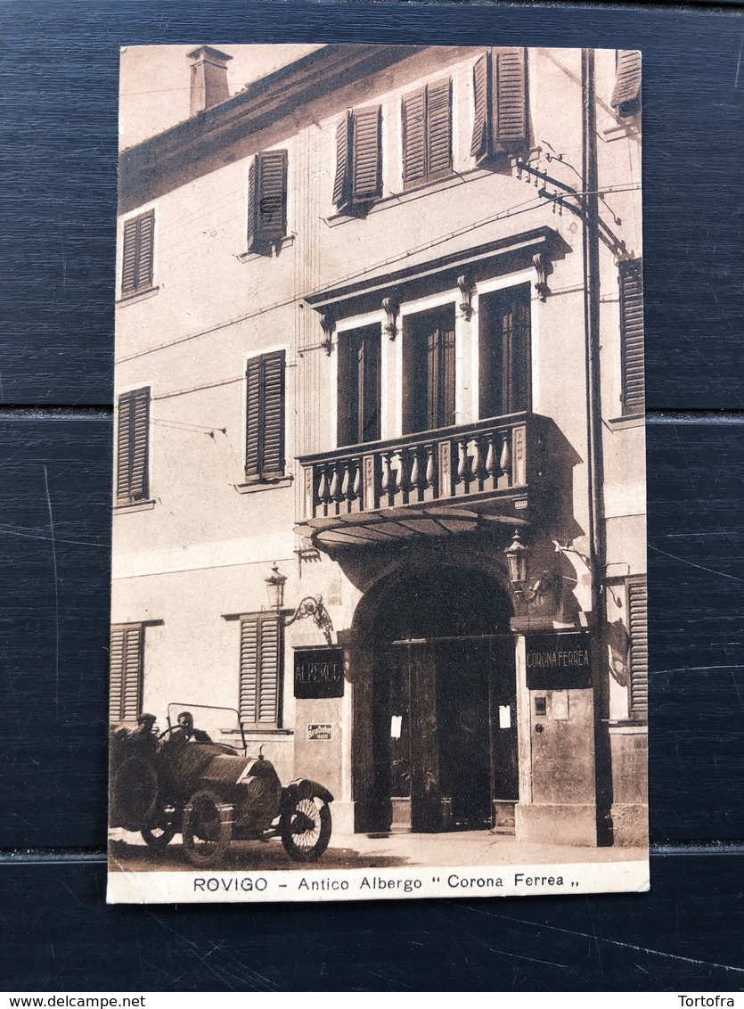 ROVIGO ANTICO ALBERGO CORONA FERREA   G. B. MALENZA    AUTO D'EPOCA - Rovigo